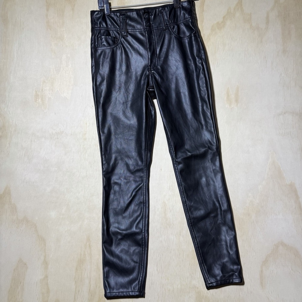 No Boundaries Juniors 11 Black Faux Leather Skinny Pants 5 Pocket NoBo